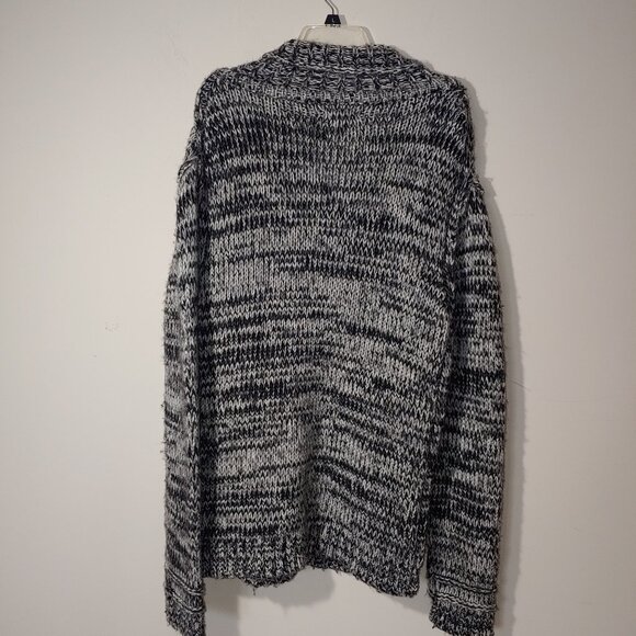 ProjekRaw Marled Wool Blend Shawl Neck Long Sleeves Knit Sweater Size L Grey - Picture 6 of 6